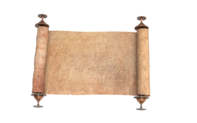 antique parchment in white, treasure map in tubes on white background