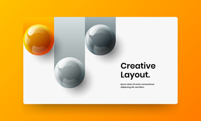 Premium pamphlet design vector template. Unique realistic spheres book cover layout.
