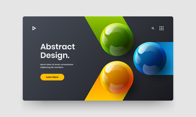 Simple web banner vector design layout. Colorful 3D spheres magazine cover concept.