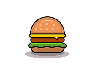 Burger Flat Design Vector illustration on white background 
