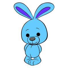 cute cartoon blue hare drawing,isolated element,decor