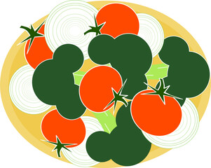 トマトとブロッコリーと玉ねぎのサラダ