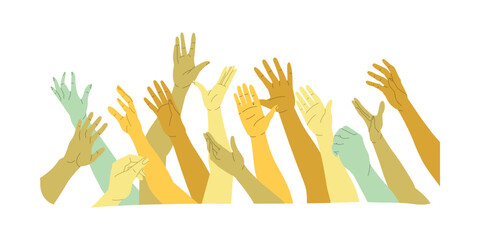 Hands Reaching for Food as World Hunger Problem Vector Illustration