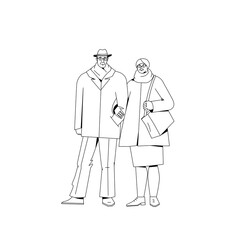 Stylish elderly in fashion casual clothing. Happy aged person in fashionable outfit.