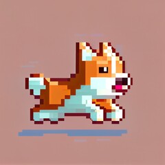 Obraz premium Cute running dog. 3D rendered 8 bit stylized illustration