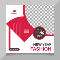 Fototapeta premium Happy new year super fashion sale social media post template