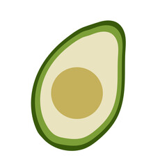 Simple flat green avocado half