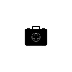 First aid kit icon. Set of black first aid kit icons on white background