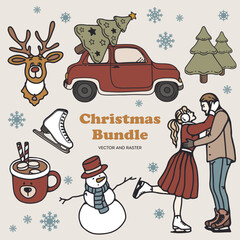 Christmas set vector illustration. 