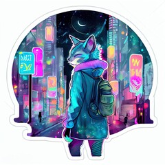 Cyberpunk girl sticker logo cartoon art