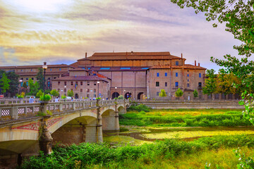 View of Palazzo della Pilotta - 16th-century palace complex in historical centre of the city Parma, Italy. - 546991417
