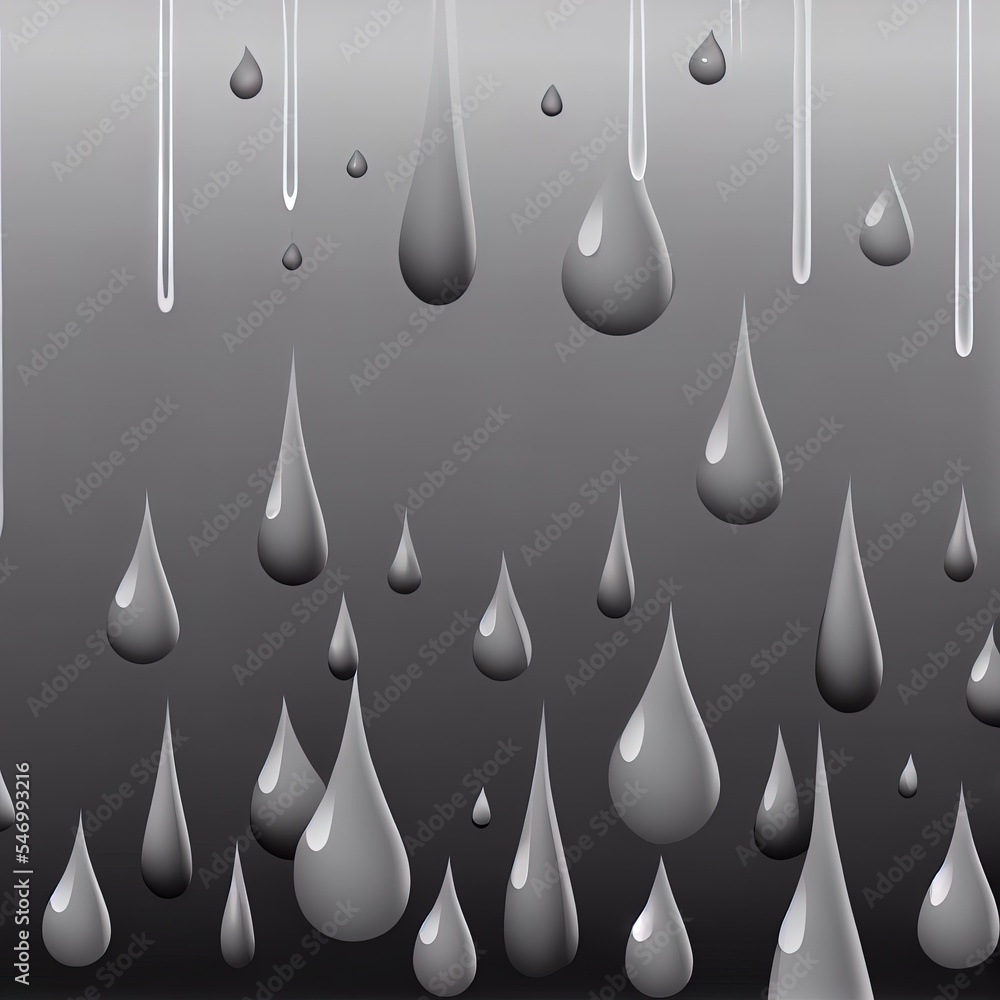 Poster abstract water droplets of different sizes gray on a gradient background
