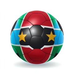 Obraz premium Glossy South Sudan football ball flag isolated on white background