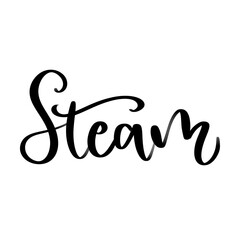 Isolated word STEAM written in hand lettering