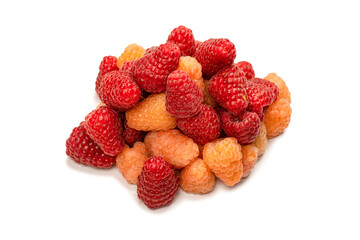 Tasty raspberries isolated on  white background.