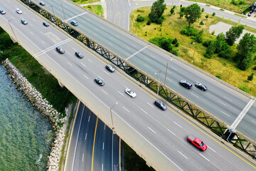 Aerial view of the Burlington Skyway in Ontario, Canada