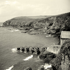 Old lifeboat station and cliff path on the Lizard Point, Cornwall