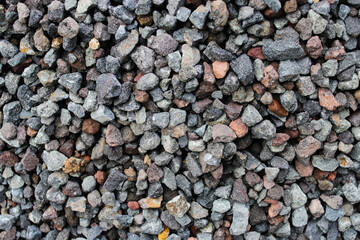 small split stones or pebbles for construction material.