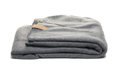 Grey roll blanket isolated on white © dule964
