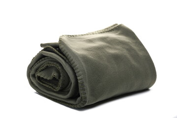 Green roll blanket isolated on white © dule964