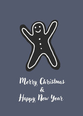 Merry Christmas and Happy New Year Scandinavian trendy abstract illustrations of holiday card with folk flower 