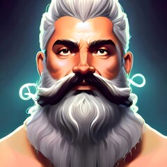 Illustrated portrait of Zeus, God of Olympia