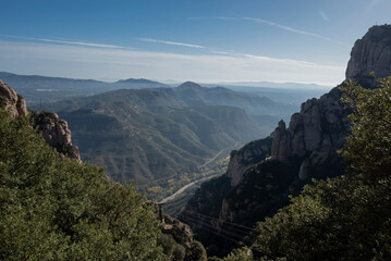 beautiful view of the mountains and nature in the monastery of saint montserrat in barlona spain