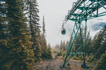 Cableway in the mountains at Banff, Canada.