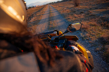 Quad bike on a country road