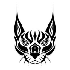 Lynx and bobcat for a mascot or tattoo logo, vector drawing on a transparent background black silhouette.
