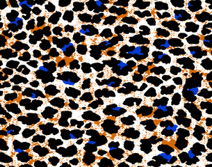 Full seamless leopard cheetah texture animal skin pattern. Orange white textile fabric print. Suitable for fashion use. Vector illustration.