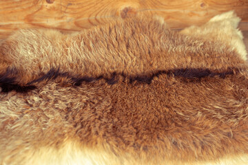 Goat fur structure.Close up of brown goat hair.