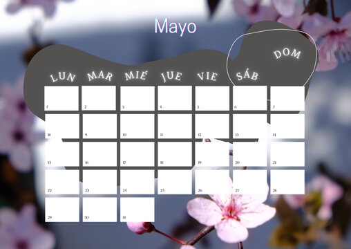 Calendario Año 2023 Mes De Mayo. Calendario De Naturaleza. Plantilla De Calendario Planificador. Tamaño De Papel	