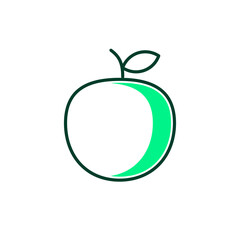 Apple line icon with leaf, outline vector sign, linear style pictogram isolated on white. Symbol, logo illustration. Vector illustration.