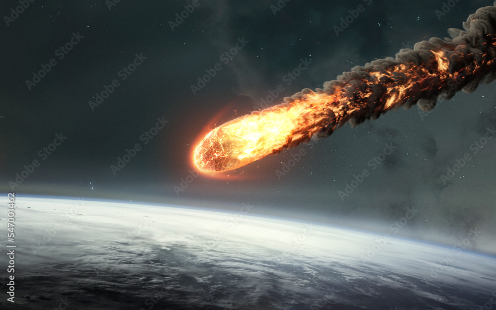 Canvas Prints 3d illustration of burning meteor heading for earth. asteroid. elements of image provided by nasa