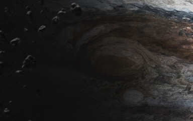 3D illustration of jupiter surface. 5K realistic science fiction art. Elements of image provided by Nasa