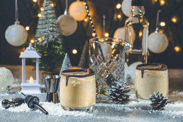 Festive Christmas or New Year Bad Santa White Cocktail