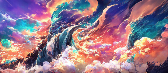 Abstract color illustration. Bright, clouds, color overflows.