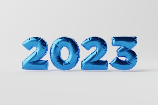 Inscription New Year 2023 balloon. The concept of the New Year, the end of 2022. Welcoming the new year. 3D render, 3D illustration.
