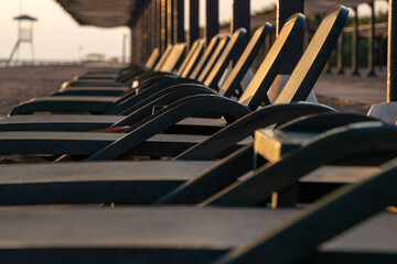 Sunbeds and Sunlight on the Beach