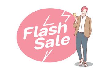 Illustration for e-commerce promotion banner with flash sale and cashback concept