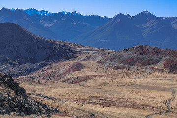 View from Col de Granon (2,413 m) - Col l'Oule (2,546 m) hike with Roche Gauthier (2,749 m) summit, Hautes-Alpes department, near Briancon, Fraance
