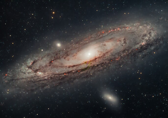 Grand Design Spiral Galaxy Messier 31, the Andromeda Galaxy seen in visible light and in Hydrogen...