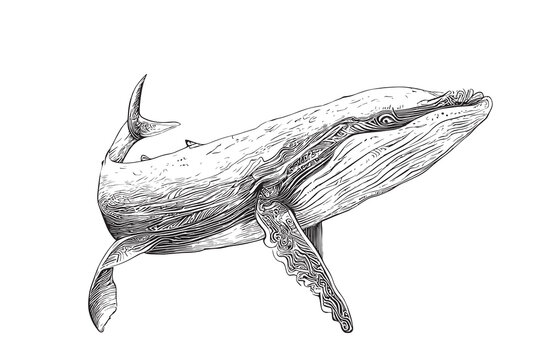 Whale abstract sketch hand drawn Vector illustration