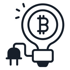 bold outline icons related to bitcoin. bitcoin currency and finance.