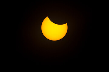Partial Solar Eclipse seen from Manzanita Lake, Lassen Vulcanic National Park, California on August 21st 2017