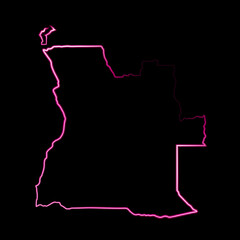 Vector isolated illustration of Angola map with neon effect.