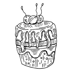 Hand drawn illustration of tasty cupcake. Vector illustration. Sketch cupcake