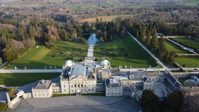Aerial view of the Powerscourt Estate, located in Enniskerry, County Wicklow, Ireland