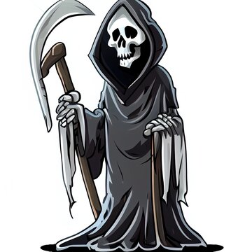 Illustration of a grim reaper isolated on a white background